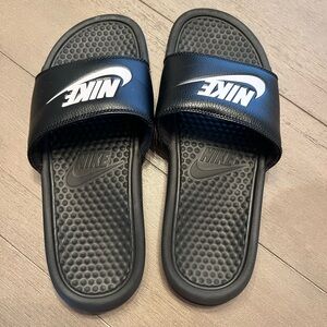 Nike Black and White Slide Sandals